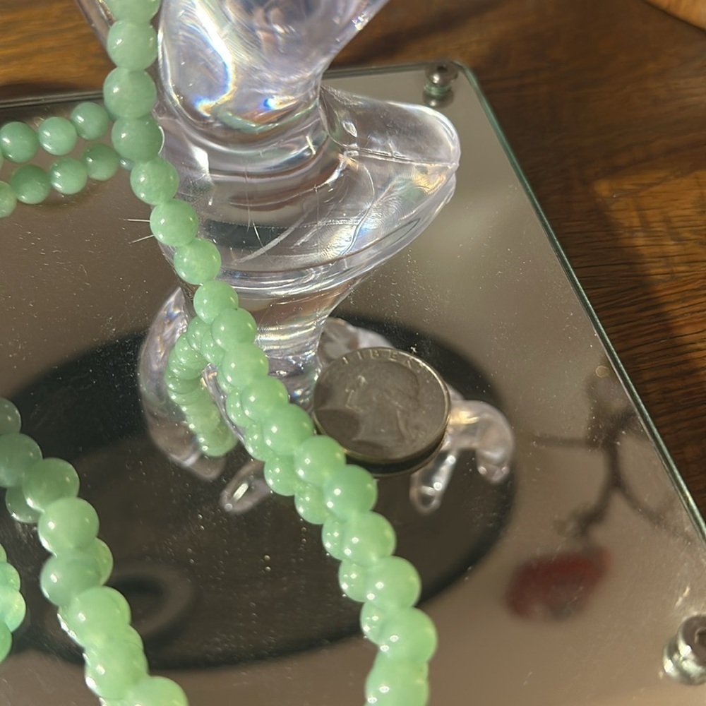 Vintage Jade Bead Necklace and Bracelet Set Silver Clasps - Picture 12 of 12